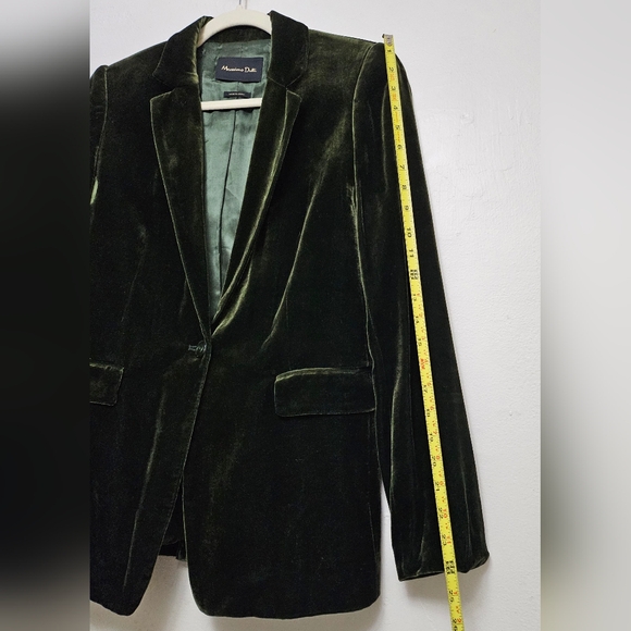 Massimo Dutti Green Velvet Blazer Sz 6 - Picture 8 of 16
